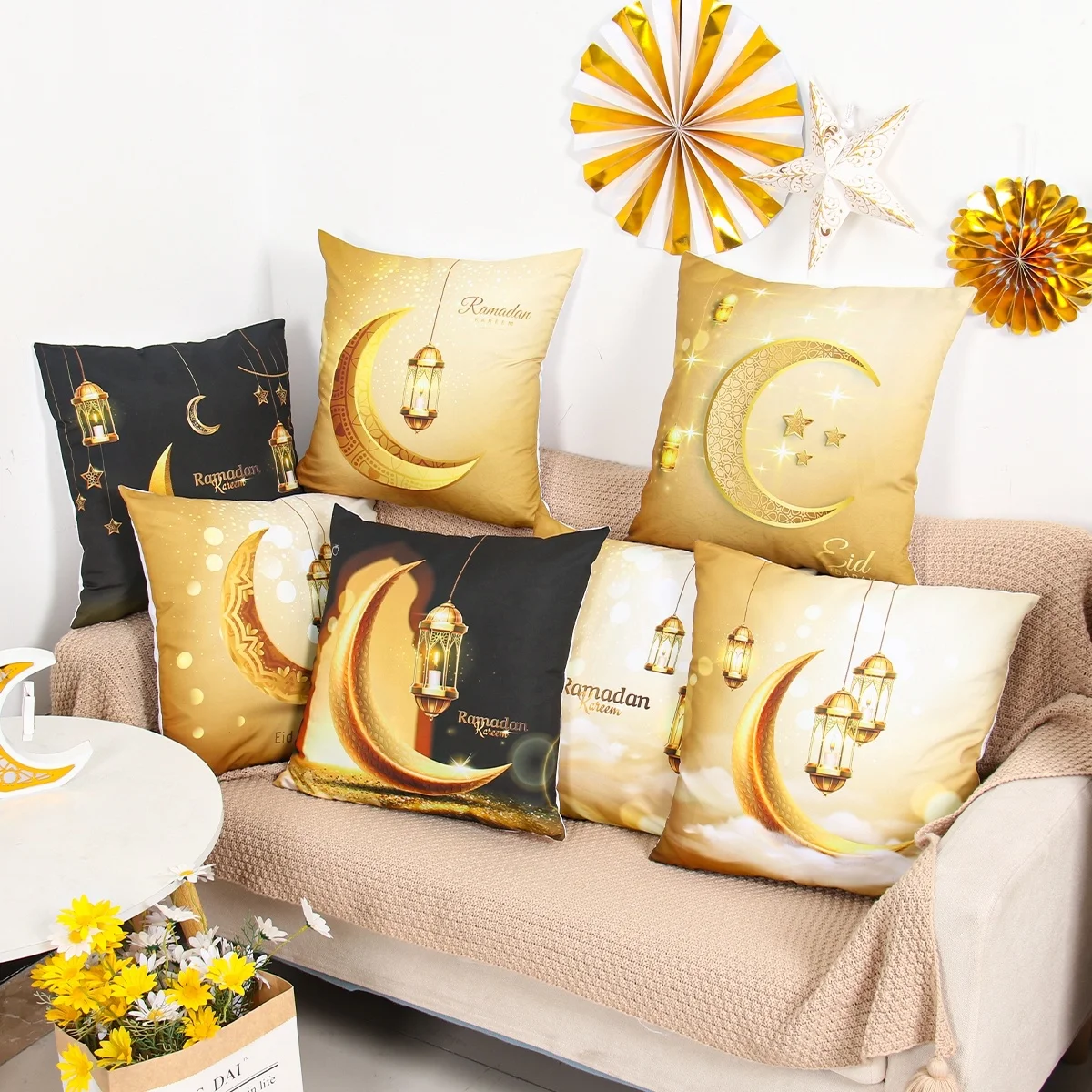 

EID Mubarak Al Adha Decor EID Mubarak Cushion Cover Ramadan Decorations For Home Islamic Muslim Ramadan Kareem Pillowcase