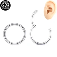 g23 titanium nose ring ear piercing stud earrings round hinged segment septum hoop helix cartilage tragus nose stud jewelry