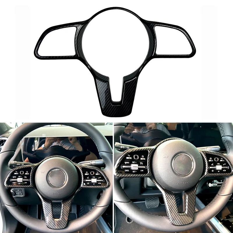

Carbon Fiber Car Steering Wheel Button Frame Trim Cover Frame Decoration For Mercedes Benz A B C E CLA GLA GLB GLE Class 2019+