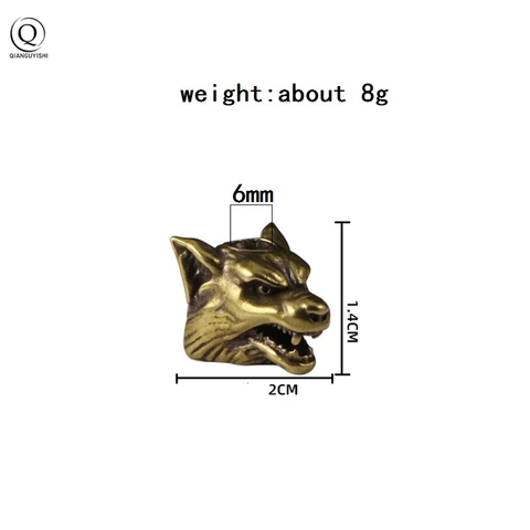 Скульптура головы волка воина латунный Паракорд бусина Сделай Сам подвеска ювелирные изделия Аксессуары для повседневного использования уличный инструмент подвески