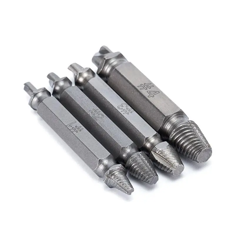 

4pcs Screw Extractor Drill Bits Guide Set Broken Soeed Out Damaged Easy Out Bolt Stud Remover Tool