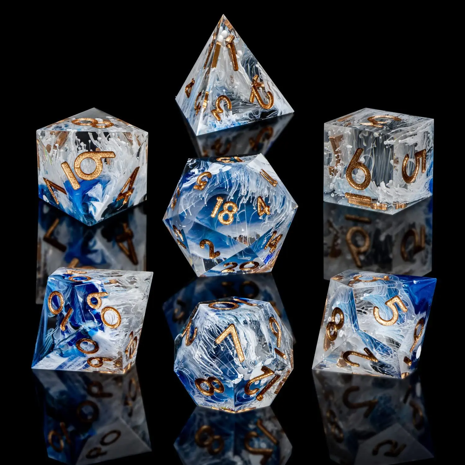D + D6 синие и белые D20 ролевые полигедральные игральные кости Dnd с острыми краями из