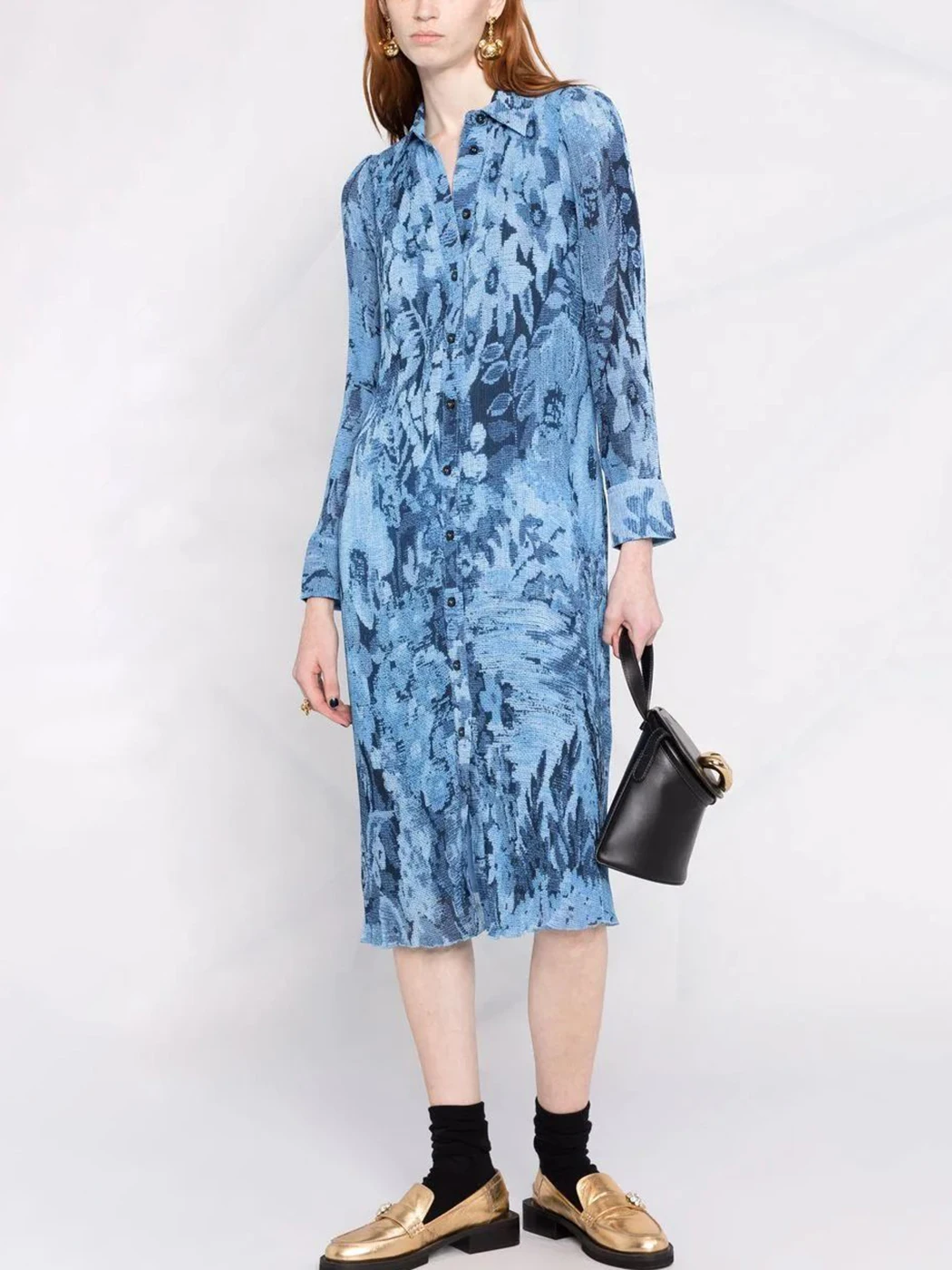

Pirate Hippie Tie Dye Midi Dress Woman Spring Autumn Turn Down Collar Buttons Long Dresses Femme Casual Vintage Vestidos 2022