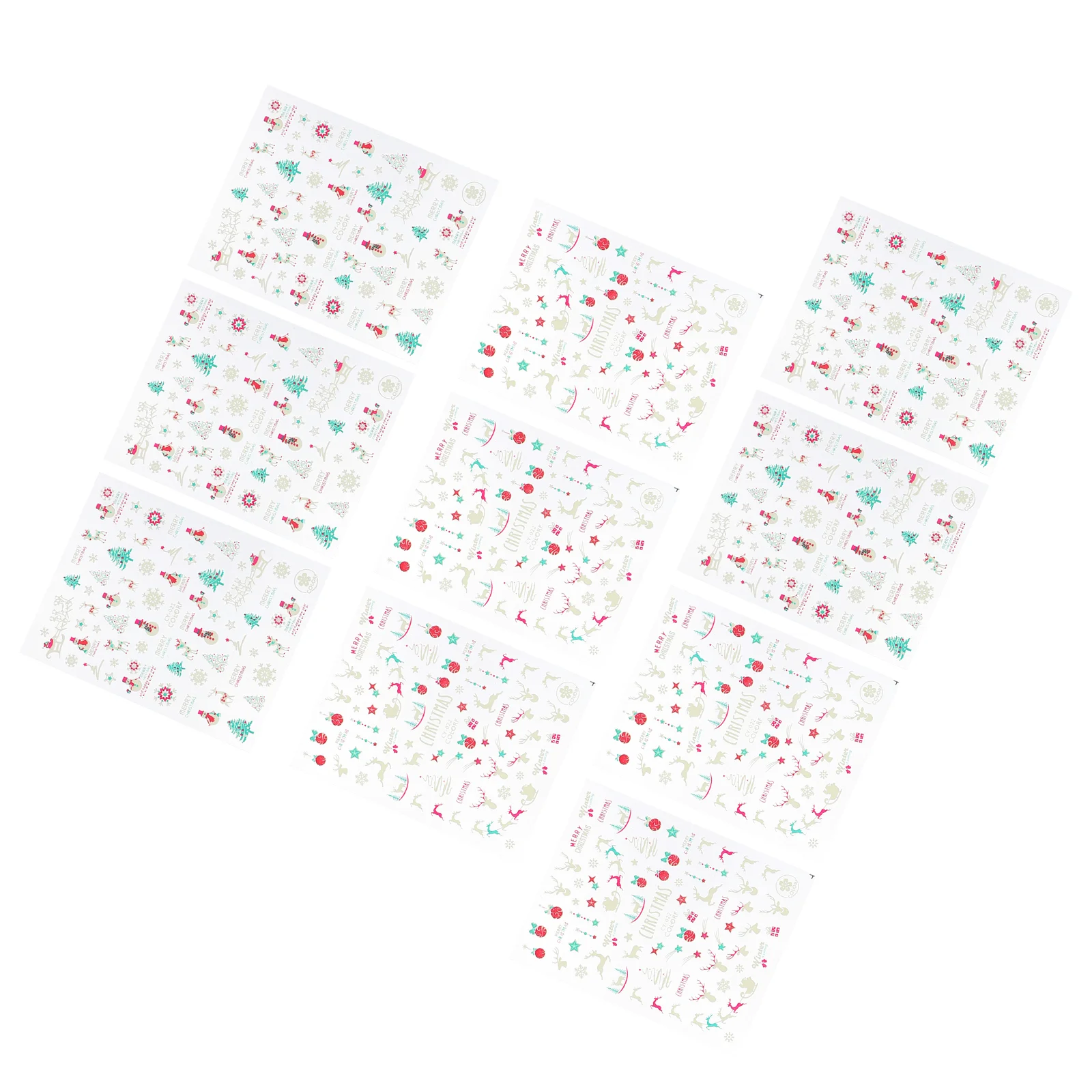 

10 Sheets Christmas Nail Stickers Luminous Nail Stickers DIY Nail Decor