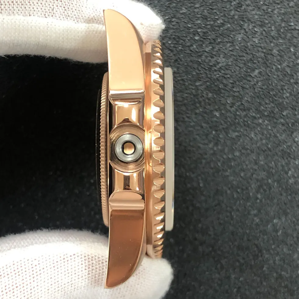 40mm Watch Case NH35 Plated Rose Gold Solid Case Back Sapphire Glass Fits The NH35 NH36 Movement