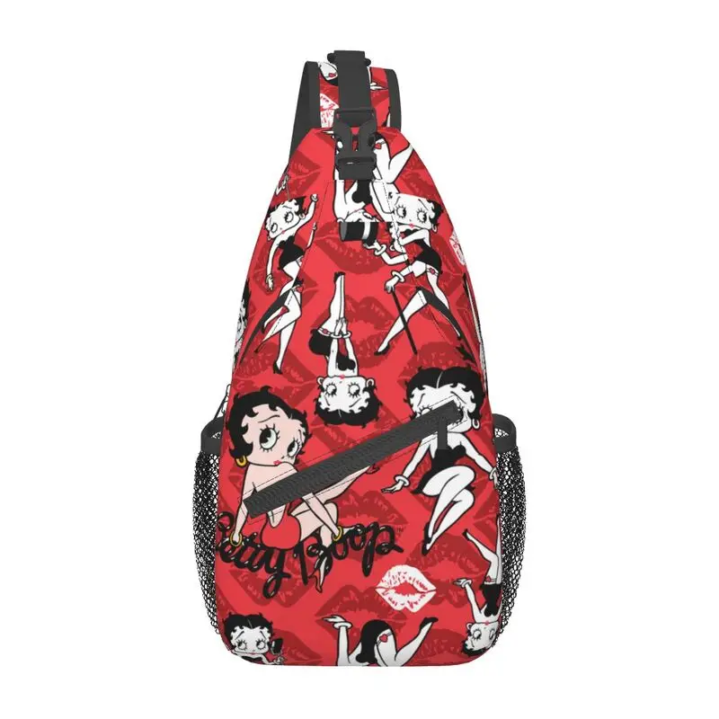 

Personalized Cartoon Girl Boop Bettys Collage Sling Bags for Men Fashion Shoulder Chest Crossbody Backpack Travel Hiking Daypack