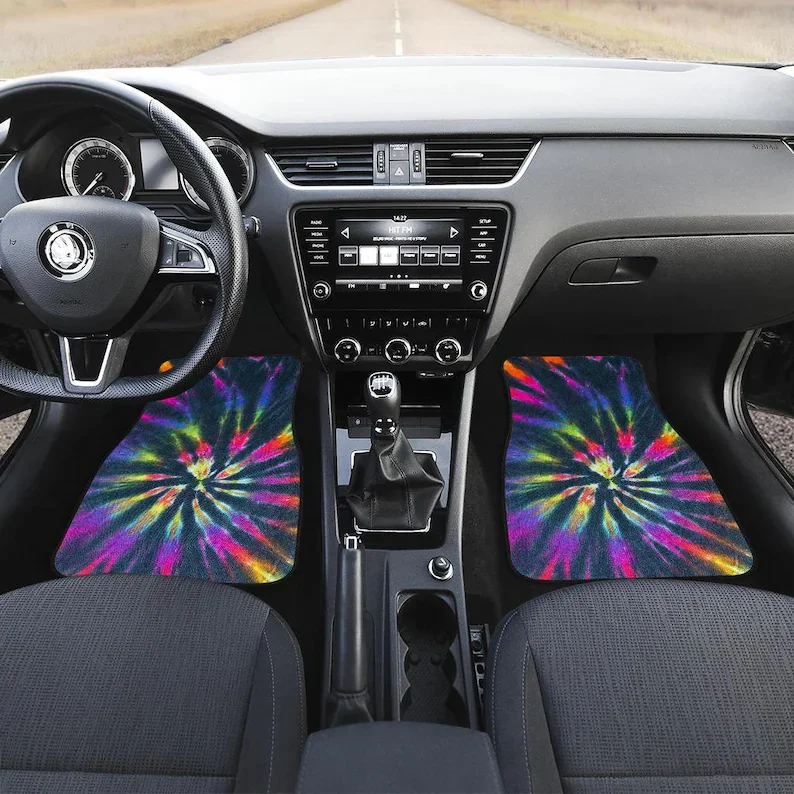 

Neon Tie Dye Spiral Pattern Car Floor Mats, Car Floor Mats Set, Floor Mats for Car