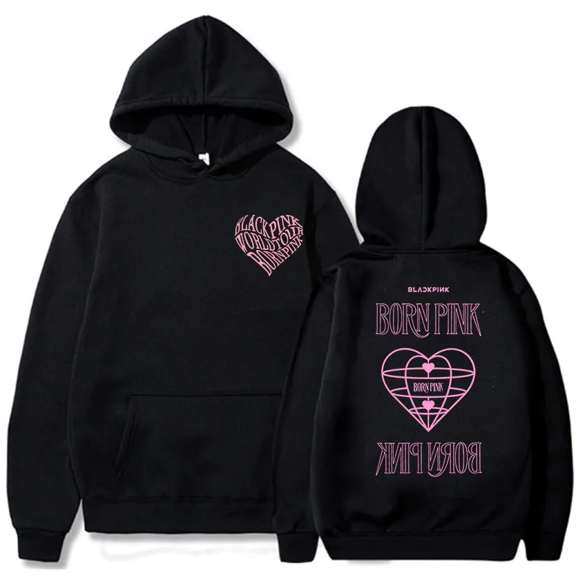 

Black Pinkk Korean Style Fashion Clothes Female Lovely Printing Hoodie Autumn Long Sleeve Sweatshirt Unisex Fleece Pullover Tops