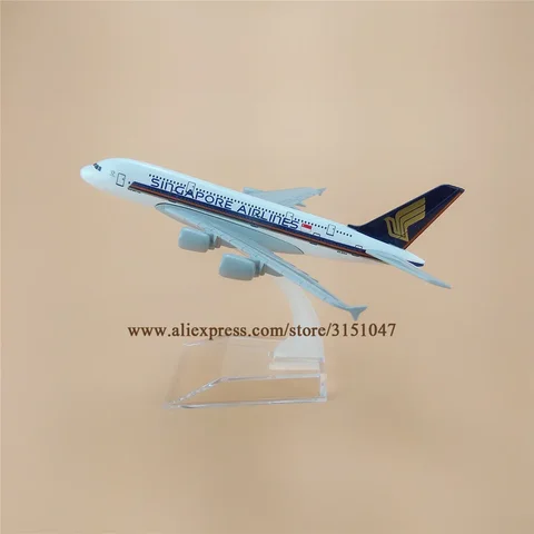 16 см самолёт авиакомпании Singapore Airlines A380 Аэробус 380 дыхательные пути металлический сплав литая модель самолета самолет детские игрушки