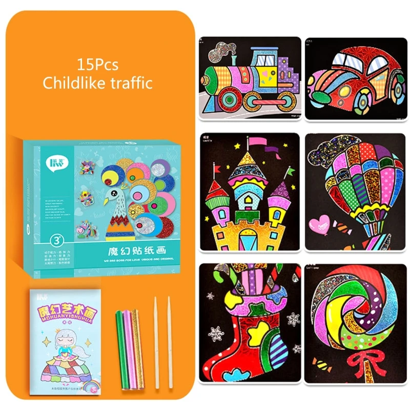 

Creative Diy Transfer Painting Sticker Graffiti Toy Dazzling Mosaic Sticker for Kids 3 4 5 Community Center Learning Toy