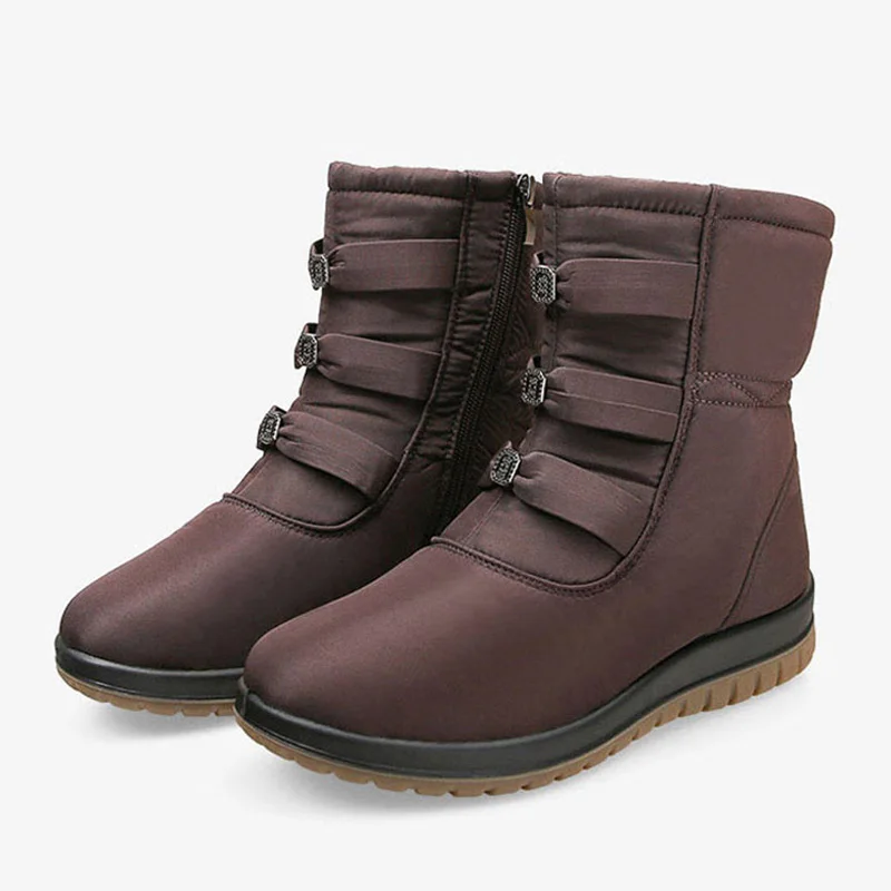 2022 Winter Shoes Women Snow Boots Thick Sole Flat Women Ankle Boots Warm Plush Cold Winter Boots Plus Size 41 42 Black Red New