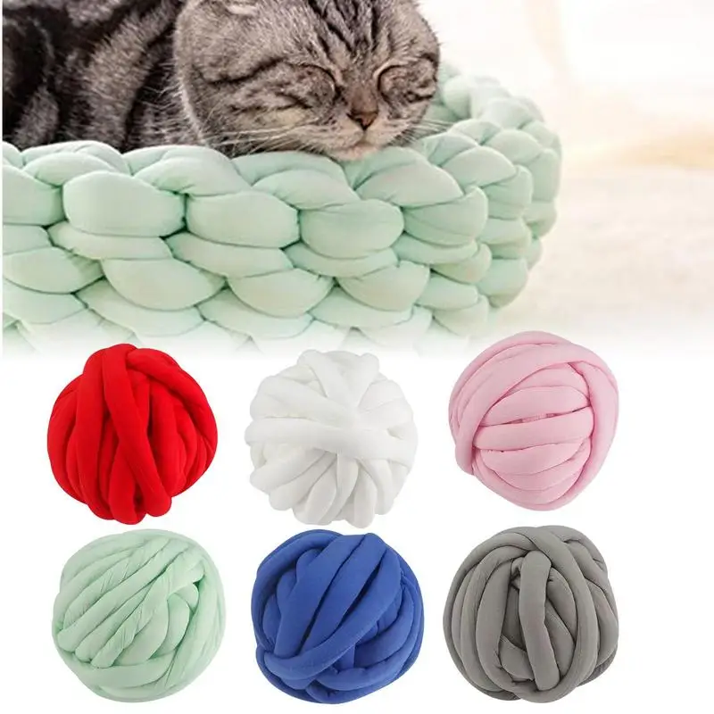 

DIY Pet Nest Thick Chunky Yarn Cotton Wool Tube Crochet Yarn Soft Bulky Arm Roving Blanket Hand Knitting Spin Coarse Thread