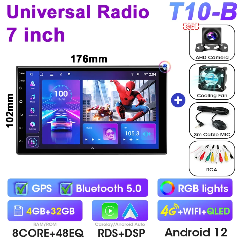 

Универсальный 7 9 10 дюймов 2 din Android 12 автомобильный радиоприемник мультимедийный видеоплеер для Nissan Kia Honda Toyota Volkswagen 4G DSP Carplay Auto