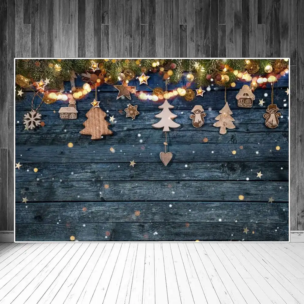 

Фон для фотосъемки с изображением рождественской Подвески светильник лых точек деревянных досок