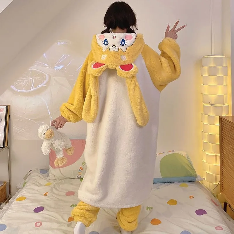 Новая ночная рубашка из кораллового флиса для женщин осенью и зимой утепленная