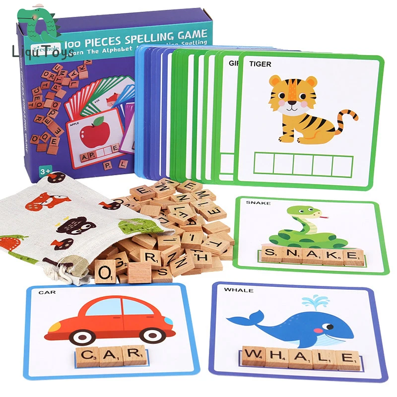

LIQU Educational Toys 100 PCS See and Spell Learning Toys, Matching Letter Spelling Game Sight Words Games Educational