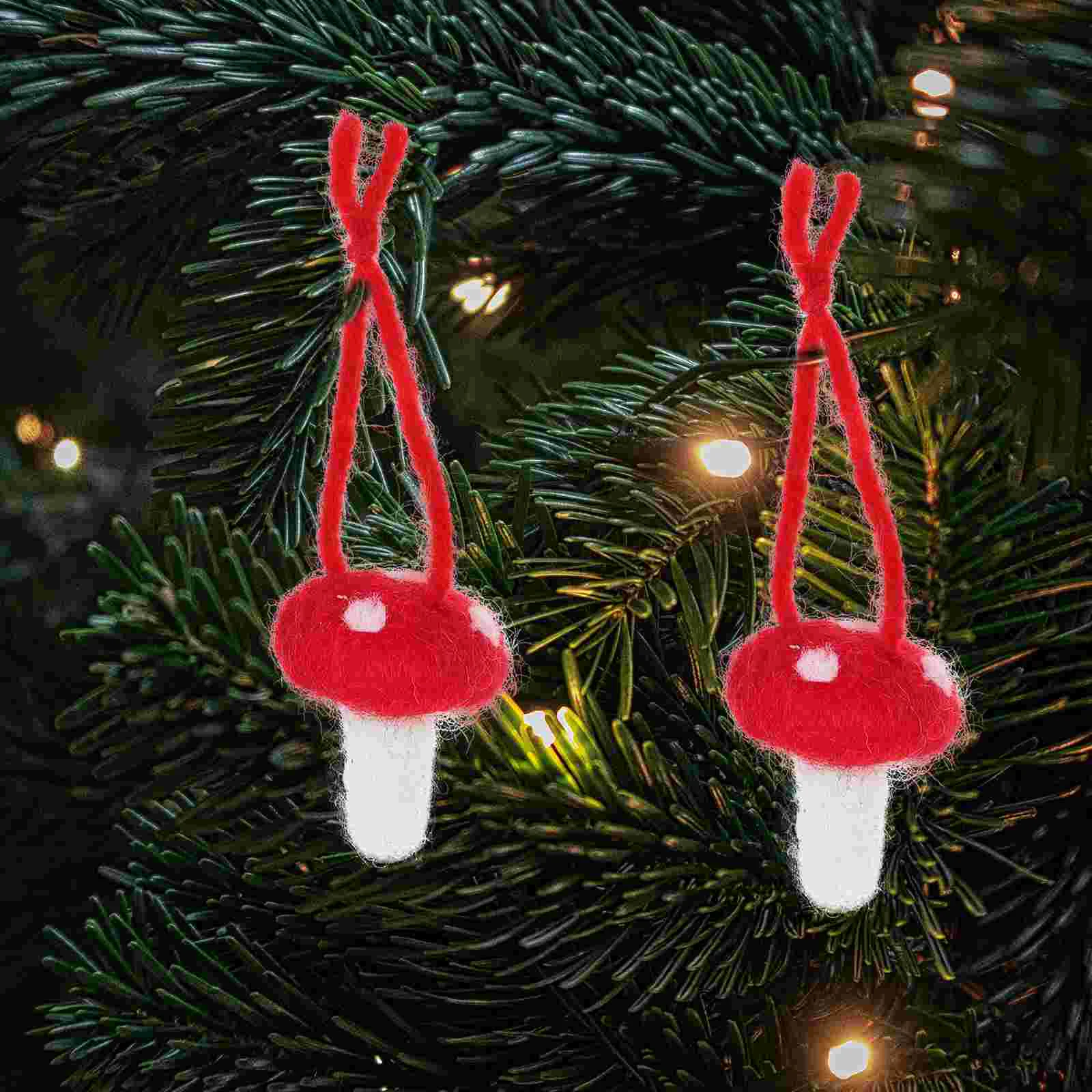 12 Pcs Christmas Decorations Tree Pendant Hanging Xmas Mushroom Pendants Ornaments Red