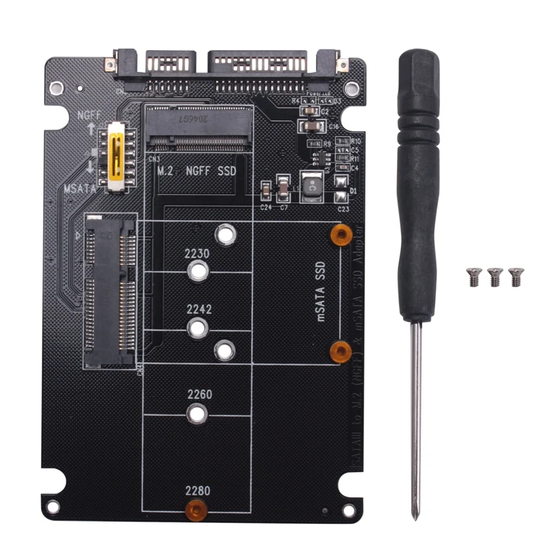 

2 In 1 NGFF M.2 B+M Key Mini PCI-E Or Msata SSD To SATA III Adapter Card For Full Msata SSD/ 2230/2242/2260/22X80 M2