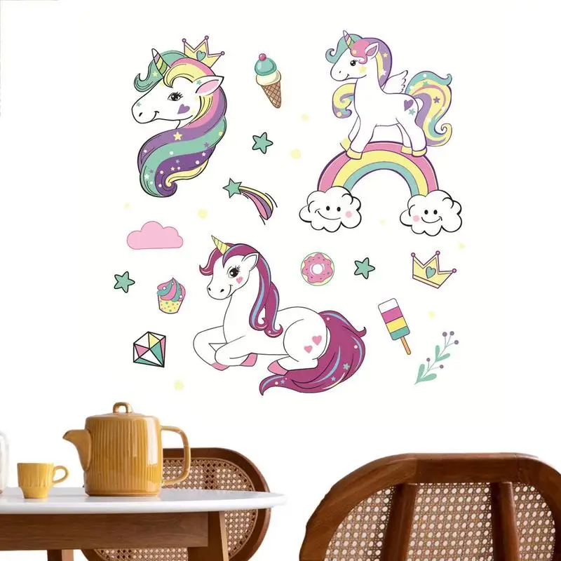 

Wall Stickers Colorful Animals Horse Wall Decals For Kids Girls Room DIY Poster Wallpaper Home Decor