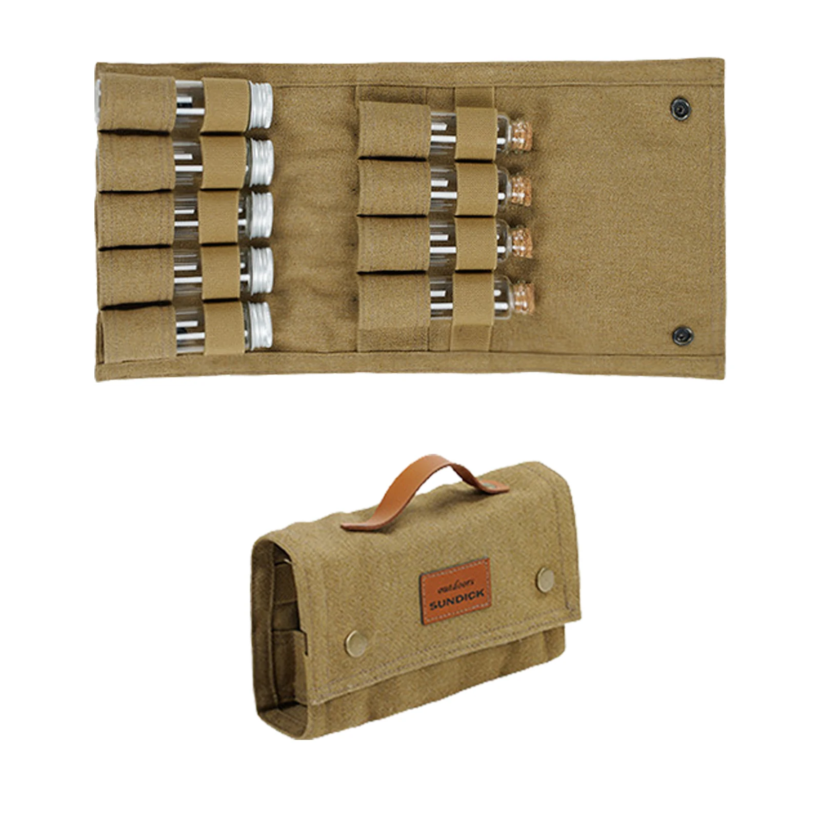 

Seasoning Storage Bag Portable Canvas Seasoning Storage Bag Travel Spice Kit 9 PCS Set Portable Camping Spice Containers