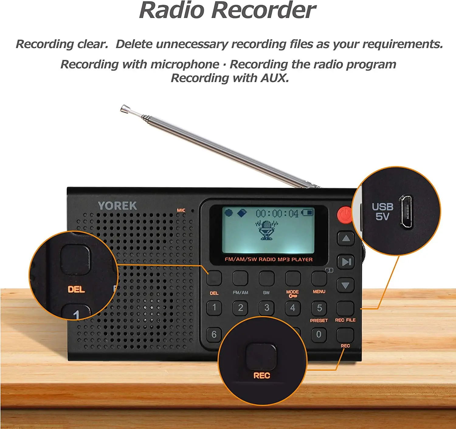 Портативный AM FM-радиоприемник с предустановленной функцией