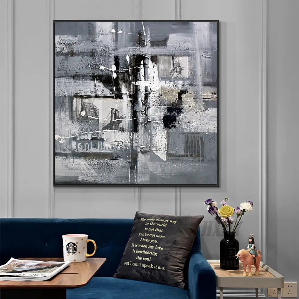 

Abstract Gray Painting 100% Hand Painted Oil Painting On Canvas Modern Large Size Wall Art For Living Room House Decoration