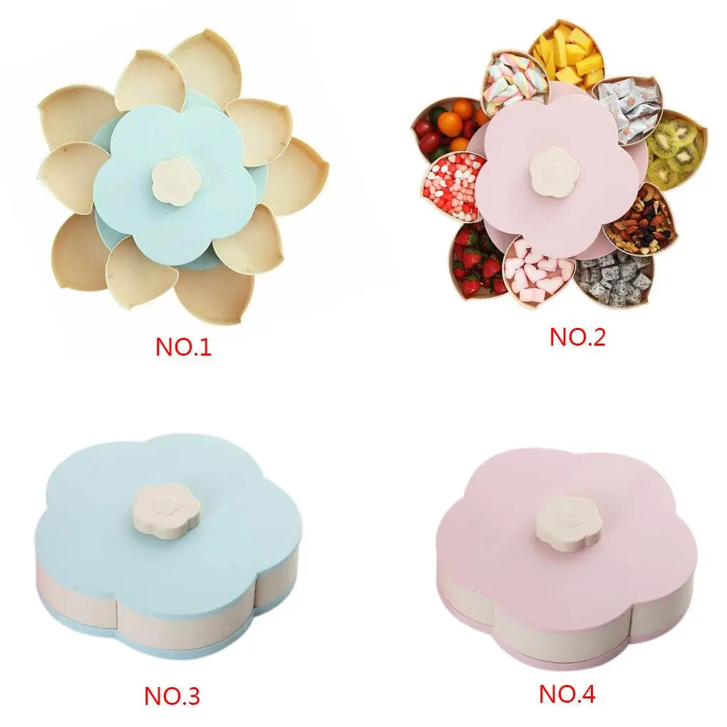 

Bloom Rotating Snack Box Flower Design Candy Food Storage Jewelry Organizer Dried Fruit Box