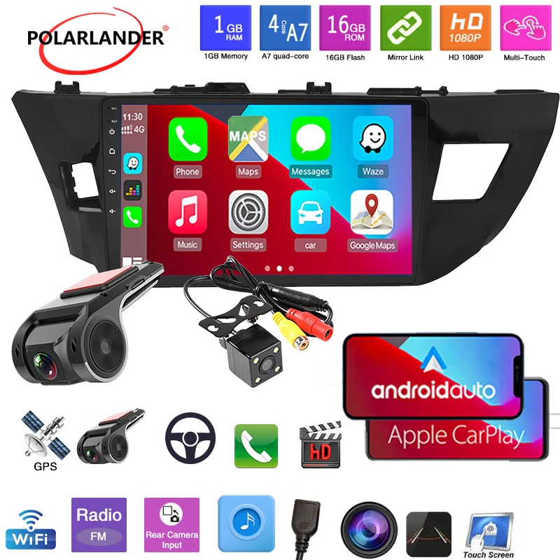 

Car Radio WIFI 1G+16G Android 9.1 Buit-in Carplay Multimedia Player Touch Screen BT GPS 10.1'' 2 Din For Toyota LEVIN 2014-2016
