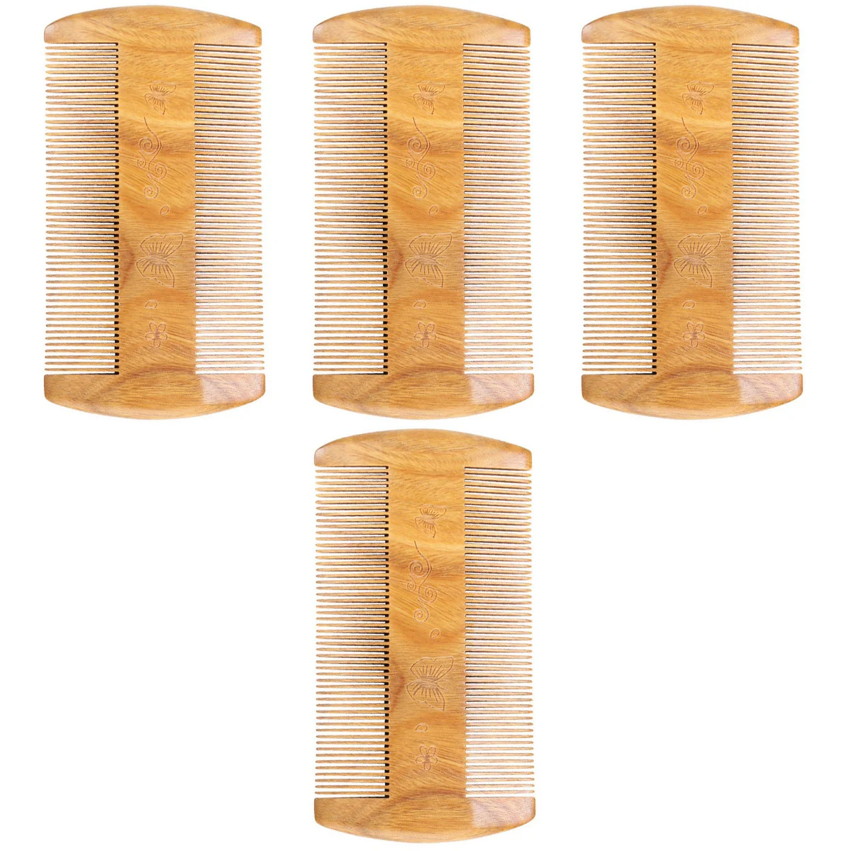 

Набор из 4 зеленых сандаловых расчесок для бороды карманные мужские расчески для ухода за волосами двухрядный инструмент для ухода и укладки