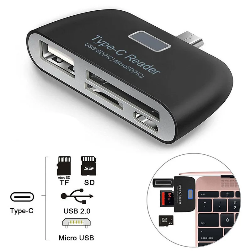 Многофункциональный Смарт 4 в 1Type C OTG кардридер Универсальный USB 3 1 с Micro зарядным