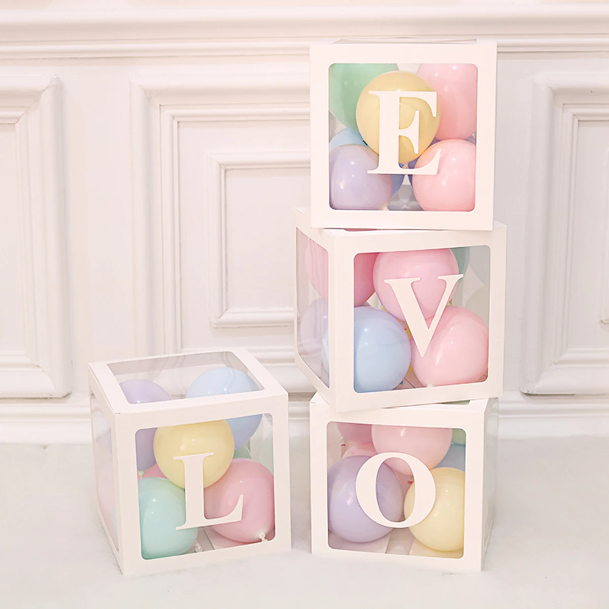 

27/25cm Custom Alphabet Letter Balloon Box A-Z Letter Transparent Baby Shower Boxes 1st Birthday Wedding Party Decoration Kids