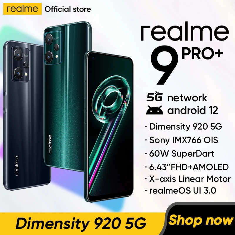 

[World Premiere] realme 9 pro plus 5G Mobile phone Dimensity 920 smartphone sony imx766 ois camera 60w superdart amoled display
