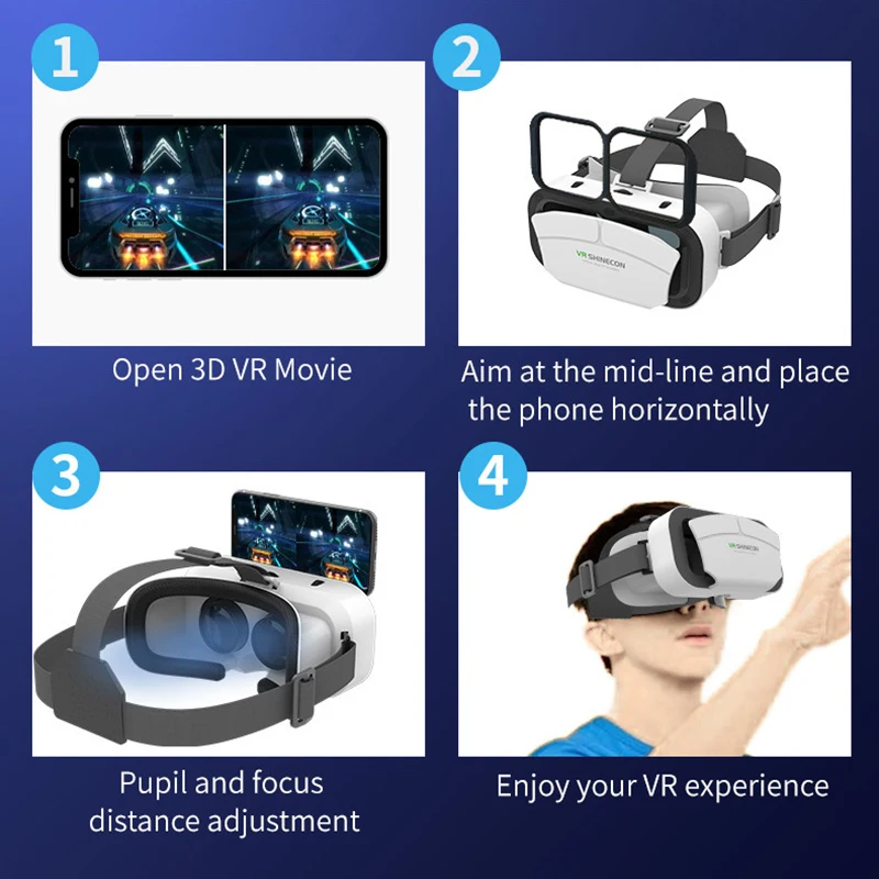 3D VR-очки гарнитура крепящаяся на голову регулируемые виртуальной реальности для