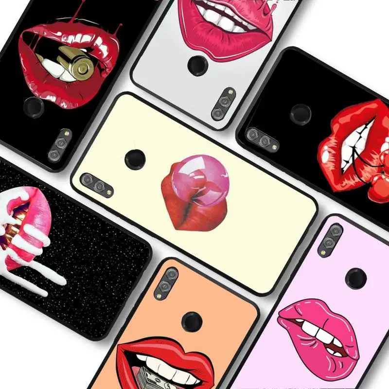 

Sexy Red Lips Phone Case for Redmi 8 9 9A for Samsung J5 J6 Note9 for Huawei NOVA3E Mate20lite cover