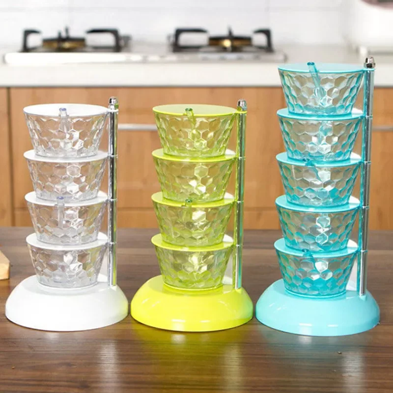 

4/5 Layers Convenient Vertical Rotatable Spice Jars Case Practical Seasoning Box Storage Container For Home Kitchen Dropshipping
