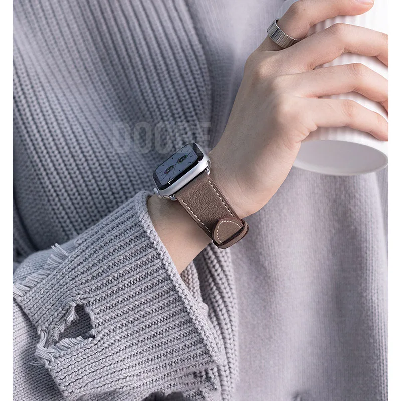 Genuine leather loop for Apple Watch Band 40mm 44mm Sports Strap Single Tour band for Apple watch 42mm 38mm iWatch 4 5 6 se 3 7