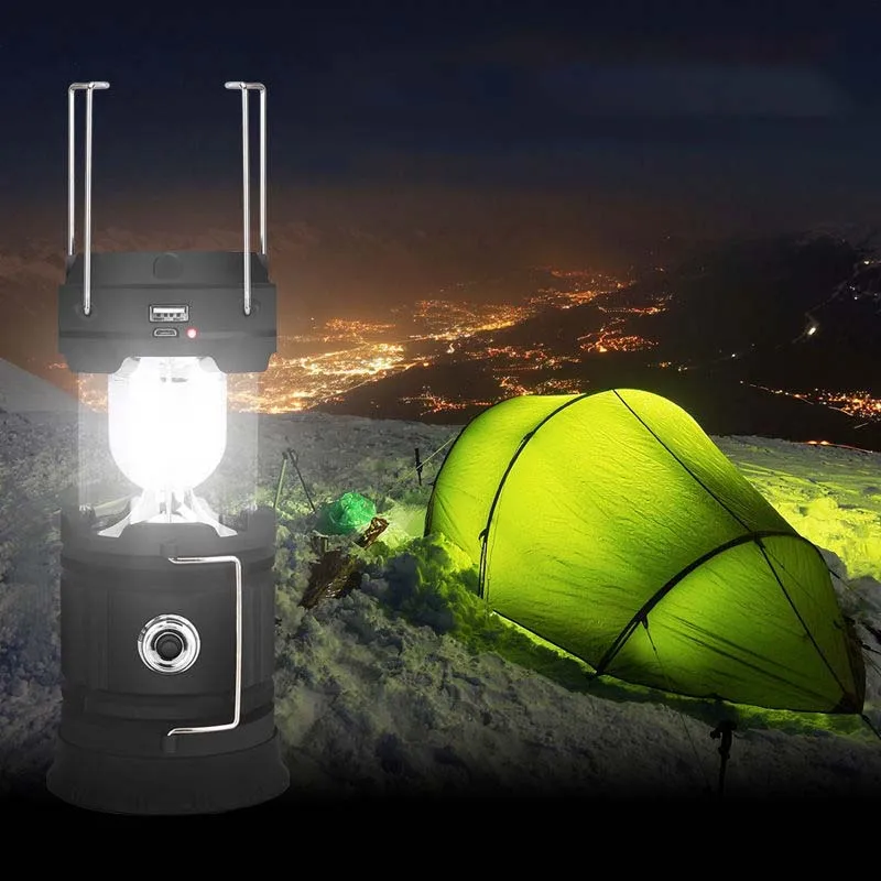 

Draagbare Zaklamp Op Zonne-energie Oplader Camping Verlichting LED Buitenverlichting Opvouwbare Camping Tentverlichting Vissen