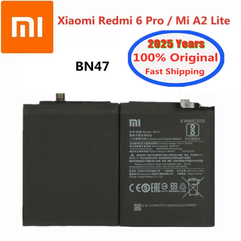 Фото Оригинальный аккумулятор BN47 для Xiaomi Mi A2 Lite A2Lite Redmi 6 Pro 6Pro, 4000 мАч, аккумулятор для мобильного телефона, аккумуляторы №1