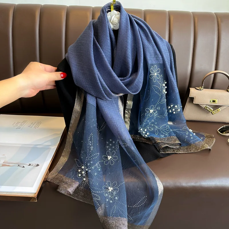 2024 длинный Шелковый шерстяной шарф шали и палантины для женщин фуляр роскошный