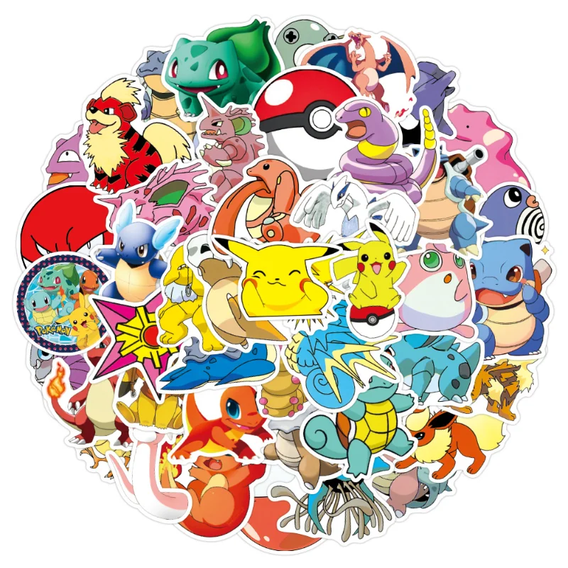 50Pcs Pokemon Stickers Bike Kids Motorcycle Girls Cool Anime Cartoon Toys Computer Cute Laptop Kawaii Funny Car Helmet Classic