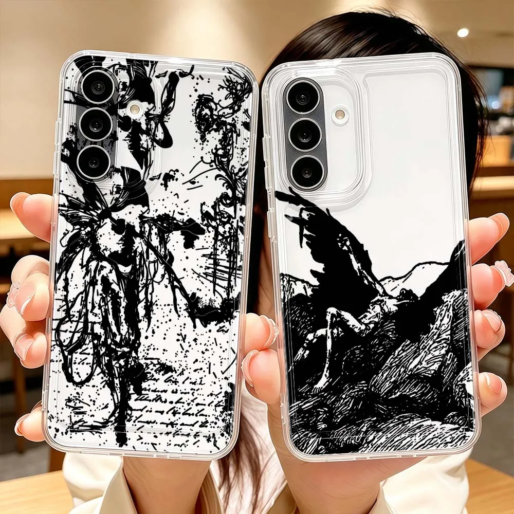Фото Чехол для телефона с изображением крыльев падшего ангела для Samsung Galaxy A71 A57 A56 A55 A54 A53 A51 A17 A16 A07 A06 A05, прозрачный чехол. №1