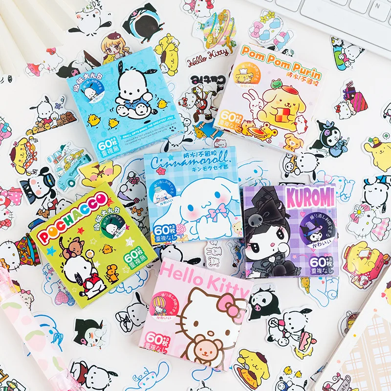 

Новинка, кавайная наклейка Sanrio Hellokittys Kuromi Mymelody Cinnamoroll, мультяшное аниме, водонепроницаемая чашка, наклейка, детская игрушка, подарок