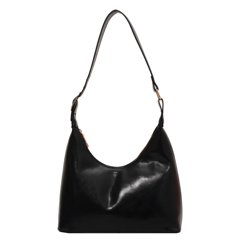 Small PU Leather Women Luxury Designer Handbags and Purses 2023 Summer Brand Fashion Vintage Zipper Half Moon Shoulder Bags