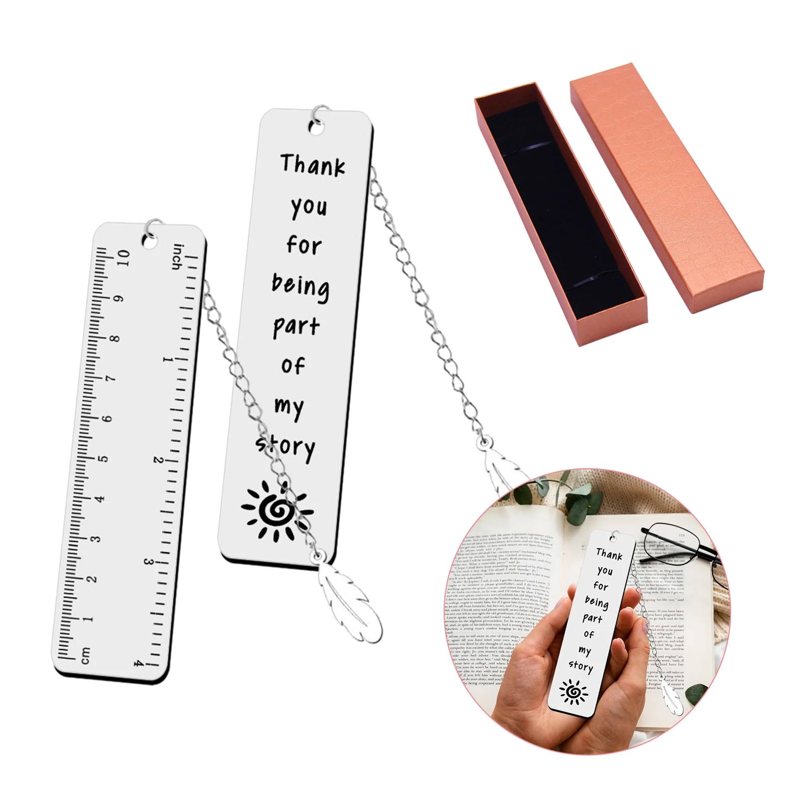 

2pcs Fashion Practical Metal Bookmark Polished Souvenir No Fade Student Exquisite Stainless Steel With Gift Box School Teacher