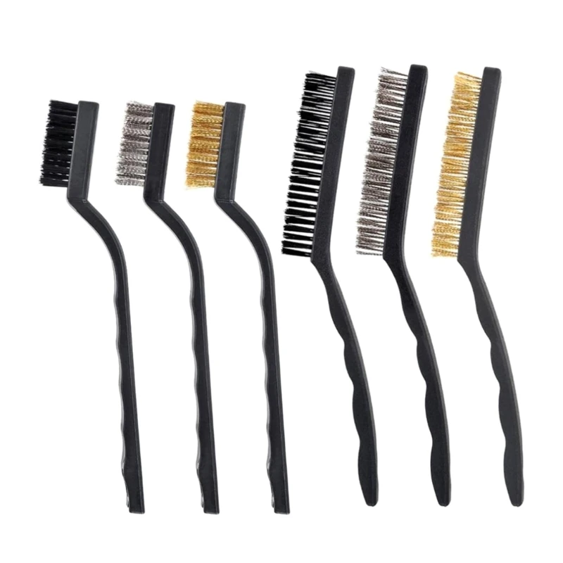 

6Piece Mini Wire Brush Scratch Wire Brush Rust Paint Metal Cleaner Stainless Steel Nylon Brass Brush for Detailing 7/9''