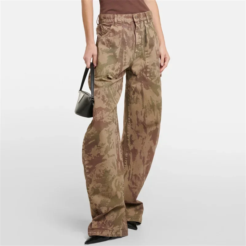 Женские джинсы с завышенной талией роскошные мешковатые брюки из джинсовой