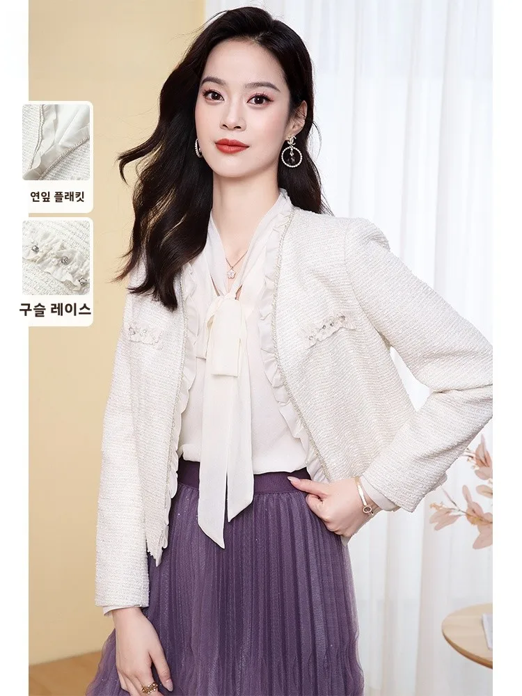 Элегантная светская абрикосовая короткая изящная верхняя одежда Shixu с v-образным