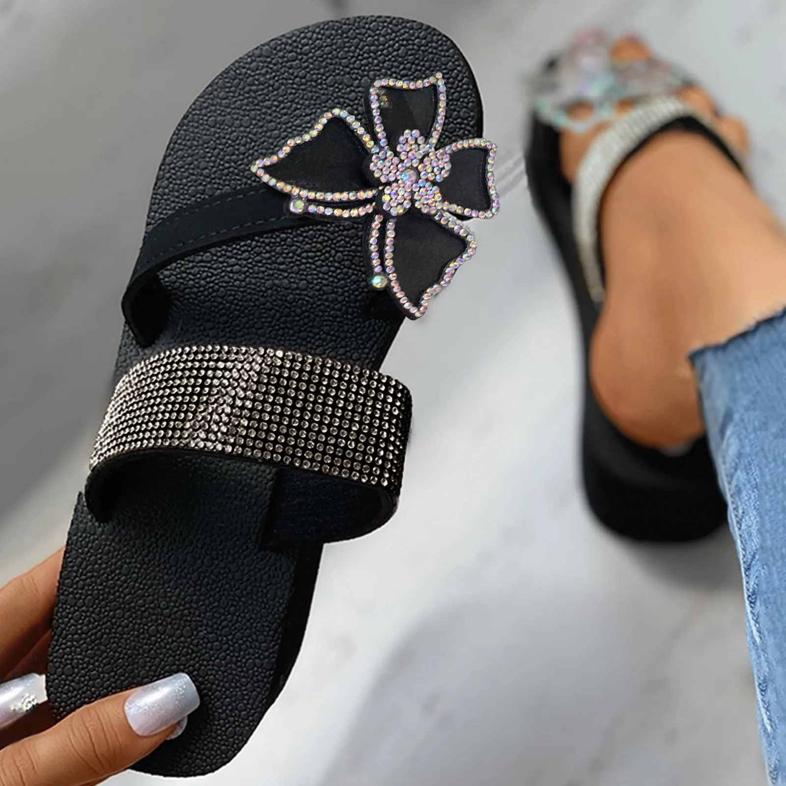 Женские Модные Сандалии На Платформе С Кристаллами