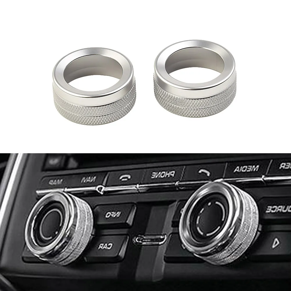 

2PCS Car Volume Radio Knob Cover Car Accessories Chrome Silver Volume Knob Cover For Porsche 911 Cayenne Macan 718