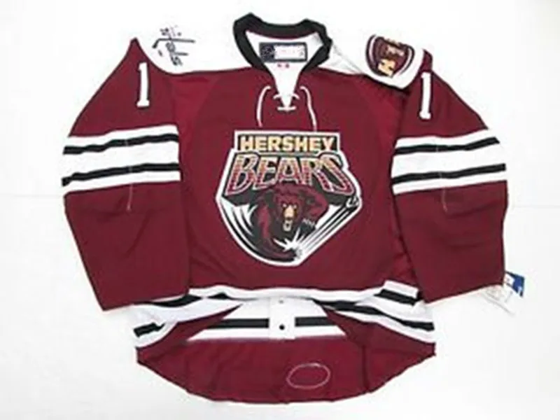 

HERSHEY #1 BRADEN HOLTBY MEN'S BEARS Hockey Jersey Embroidery Stitched Customize any number and name
